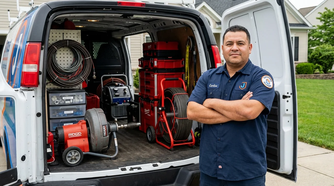 Professional drain cleaning equipment and Johns Plumbing LLC plumber in Crompond